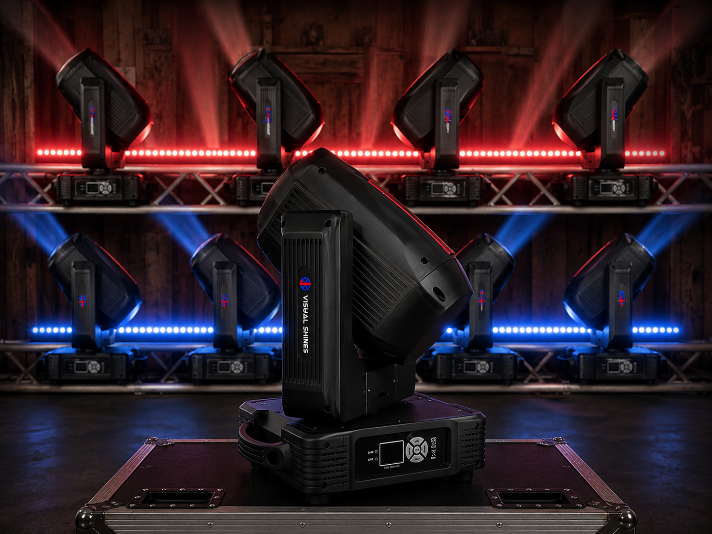 Visual Shines moving head lighting rig on truss
